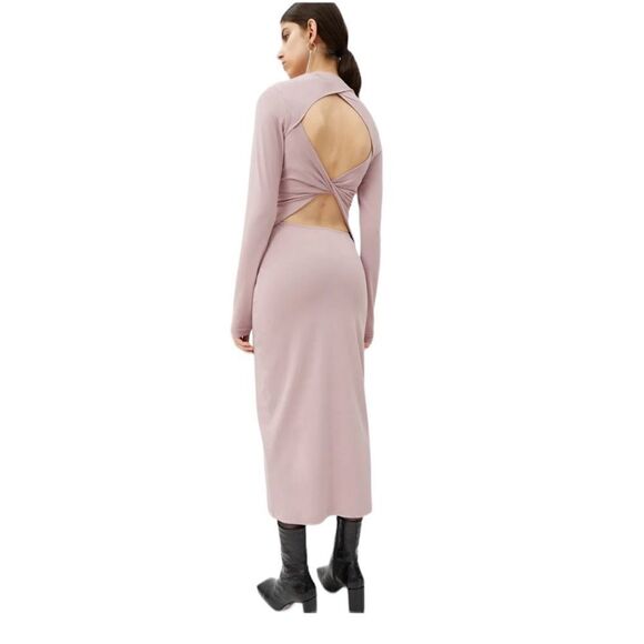 NWT WEEKDAY BEGONIA PINK MIDI DRESS WITH CUT OUT BACK WOMENS SIZE MEDIUM - Picture 3 of 7